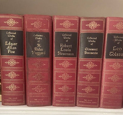 Antique Early 1900s Hardcover Book Set of the Collected Works of Famous Authors from Publisher Walter Black