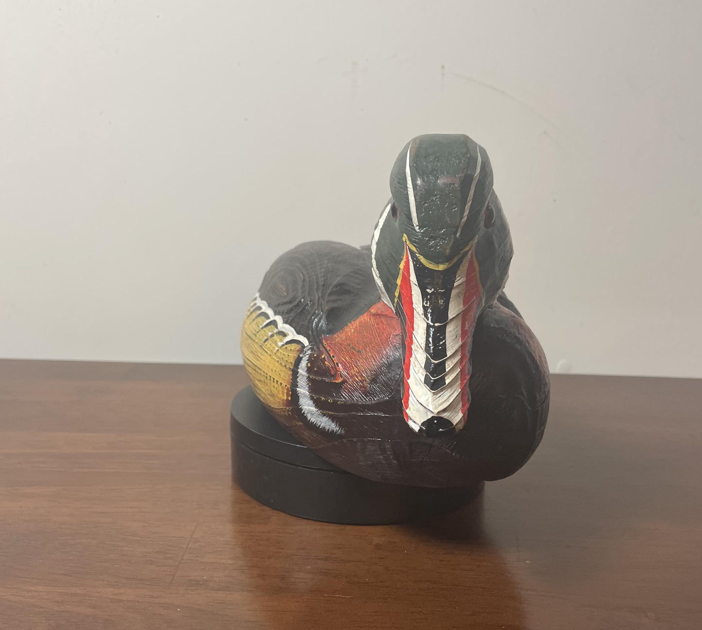 Vintage Hand-Carved, Hand-Painted Wooden Duck Decoy - Wood Duck