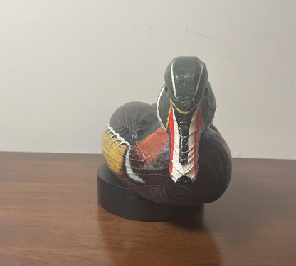Vintage Hand-Carved, Hand-Painted Wooden Duck Decoy - Wood Duck
