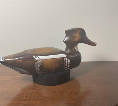 Vintage Hand-Carved, Hand-Painted Wooden Duck Decoy -  Mergonser Drake. Donald's Duck Shoppe. Ocean City, MD.