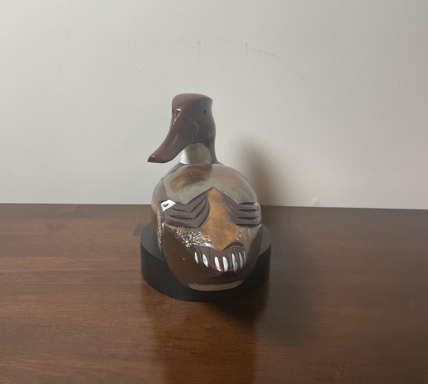 Vintage Hand-Carved, Hand-Painted Wooden Duck Decoy -  Mergonser Hen. Donald's Duck Shoppe. Ocean City, MD.