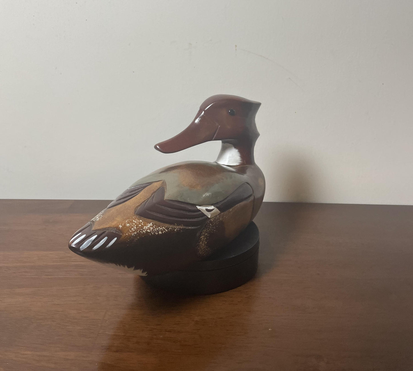 Vintage Hand-Carved, Hand-Painted Wooden Duck Decoy -  Mergonser Hen. Donald's Duck Shoppe. Ocean City, MD.