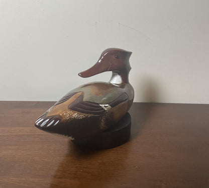 Vintage Hand-Carved, Hand-Painted Wooden Duck Decoy -  Mergonser Hen. Donald's Duck Shoppe. Ocean City, MD.