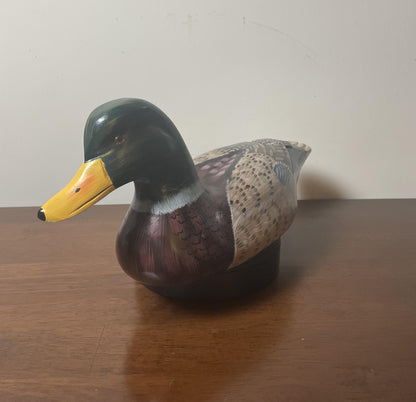 Vintage Hand-Carved, Hand-Painted Wooden Duck Decoy - Rouen Clair