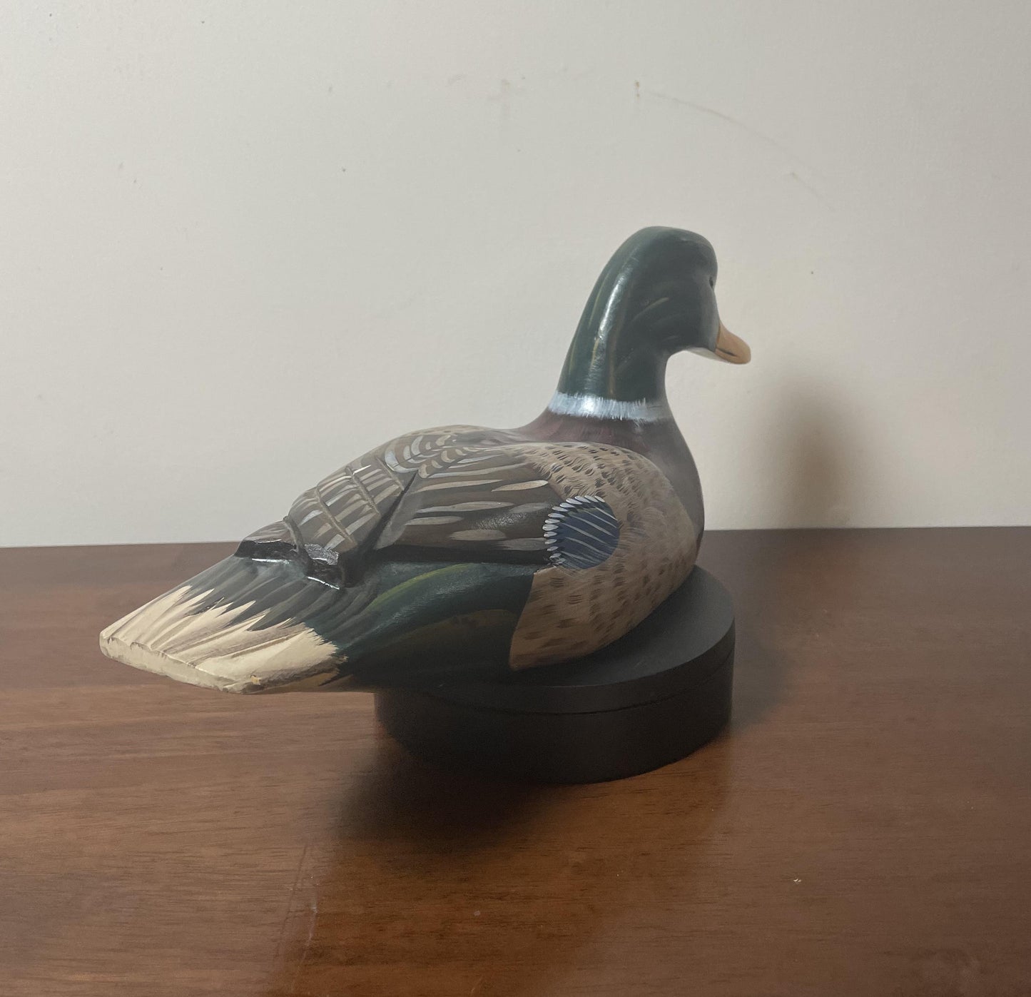 Vintage Hand-Carved, Hand-Painted Wooden Duck Decoy - Rouen Clair