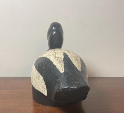 Vintage Hand-Carved, Hand-Painted Wooden Duck Decoy