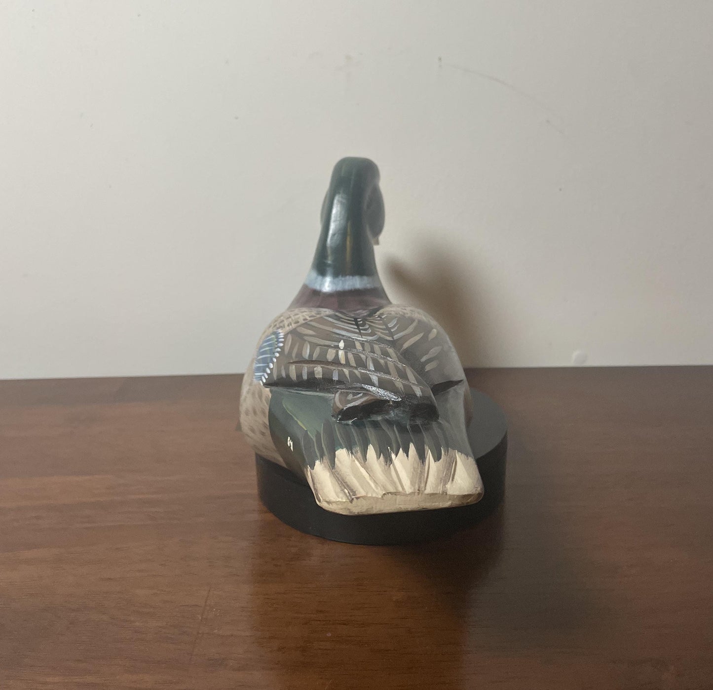 Vintage Hand-Carved, Hand-Painted Wooden Duck Decoy - Rouen Clair