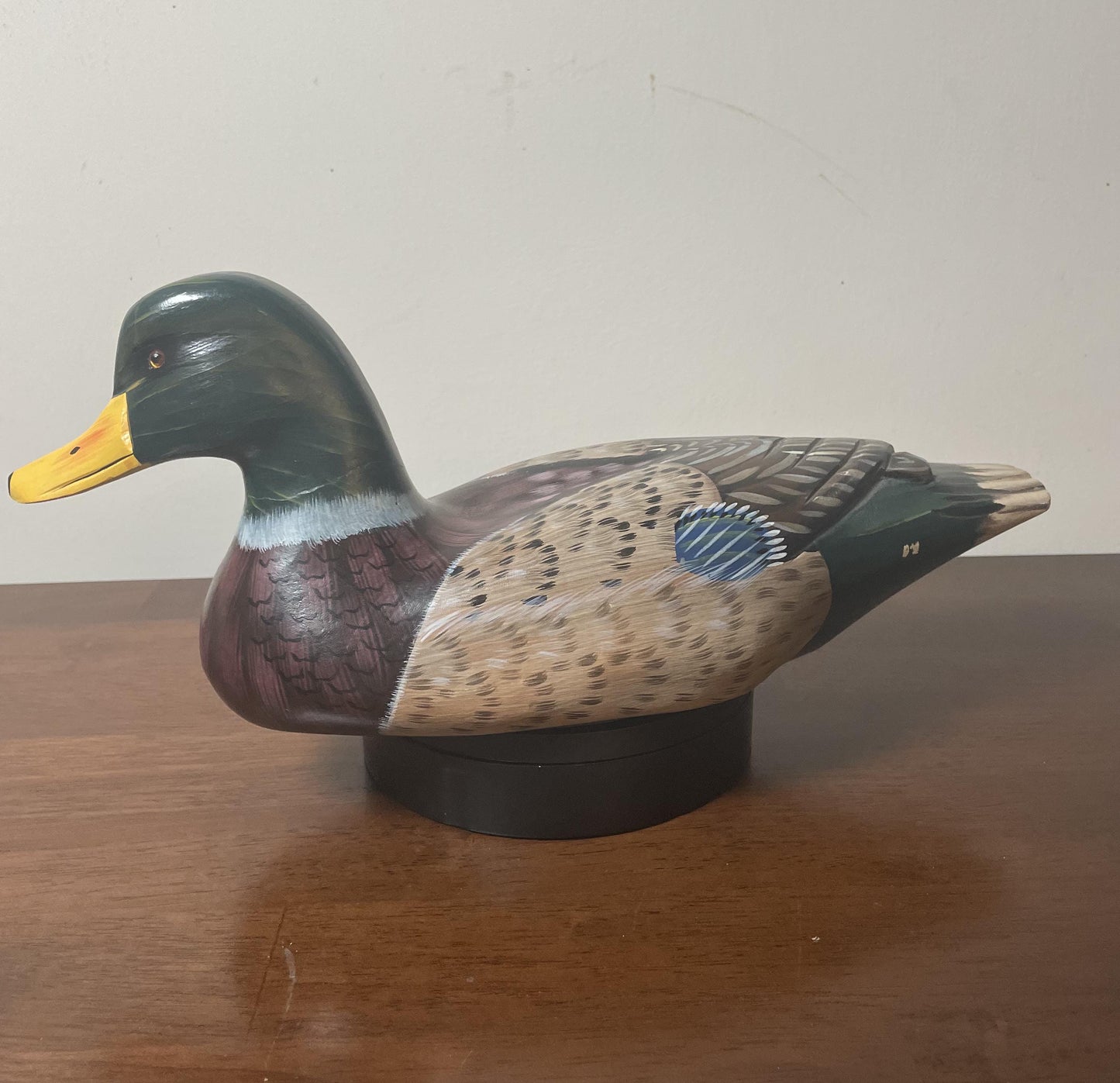 Vintage Hand-Carved, Hand-Painted Wooden Duck Decoy - Rouen Clair