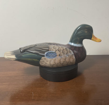 Vintage Hand-Carved, Hand-Painted Wooden Duck Decoy - Rouen Clair