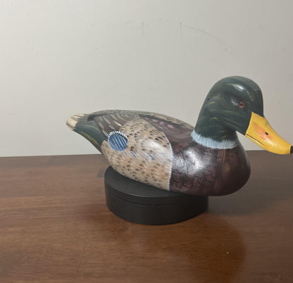 Vintage Hand-Carved, Hand-Painted Wooden Duck Decoy - Rouen Clair