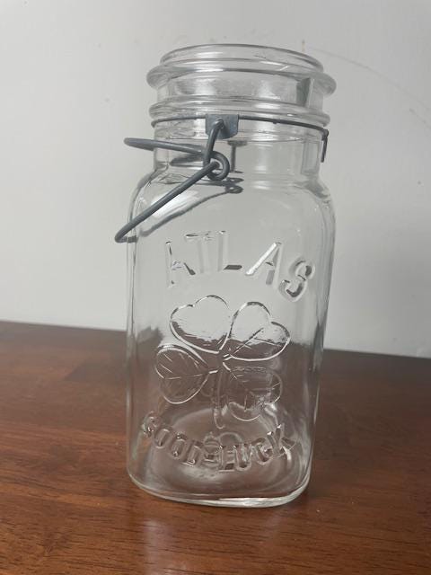Vintage Atlas "Good-Luck" Quart Jar Without Lid