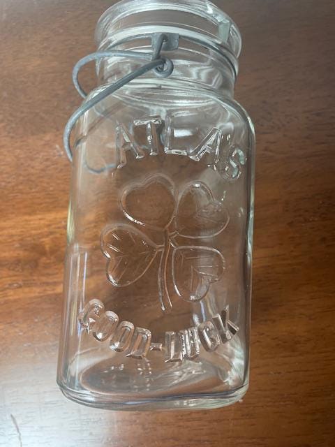 Vintage Atlas "Good-Luck" Quart Jar Without Lid