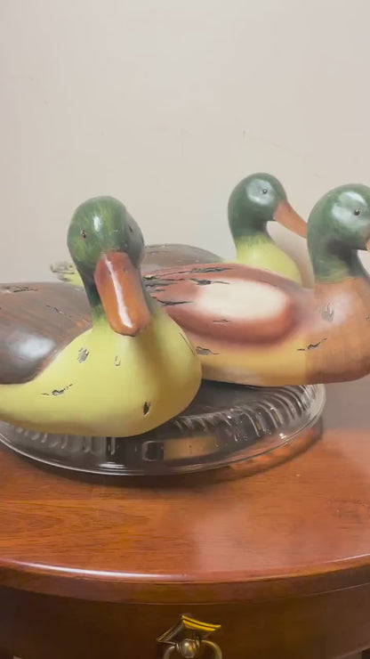Waddling or Flock of Three Duck Decoys. Hand-Painted.  Life-Like.
