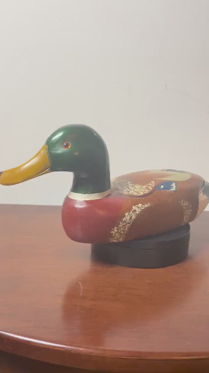 Vintage Hand-Carved, Hand-Painted Wooden Duck Decoy - Mallard